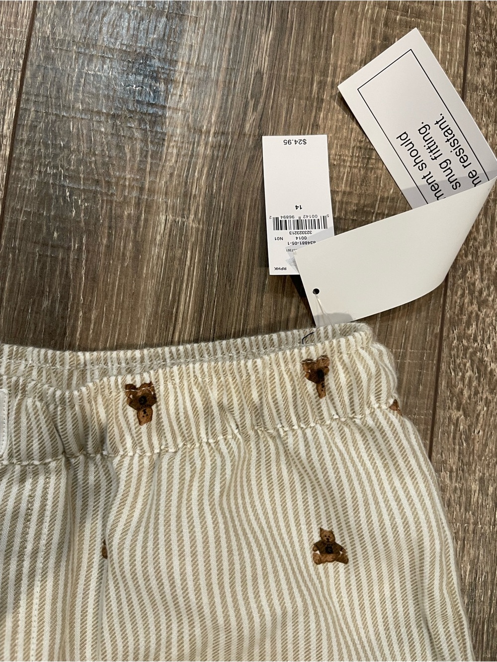 GAP Beige Striped Shorts with Bear Embroidery